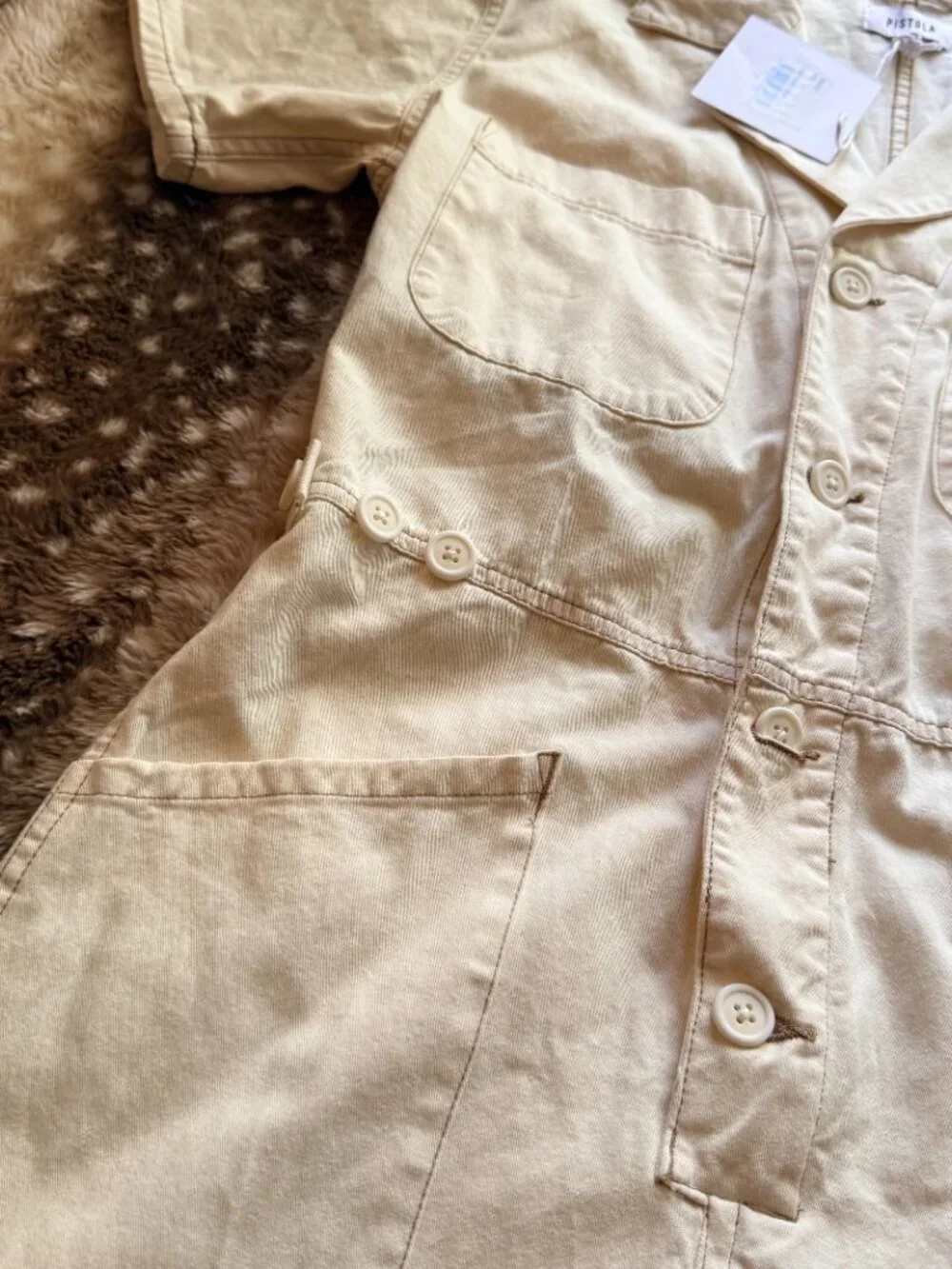 S NWT Pistola Parker Field Suit Ecru Utility Short Romper